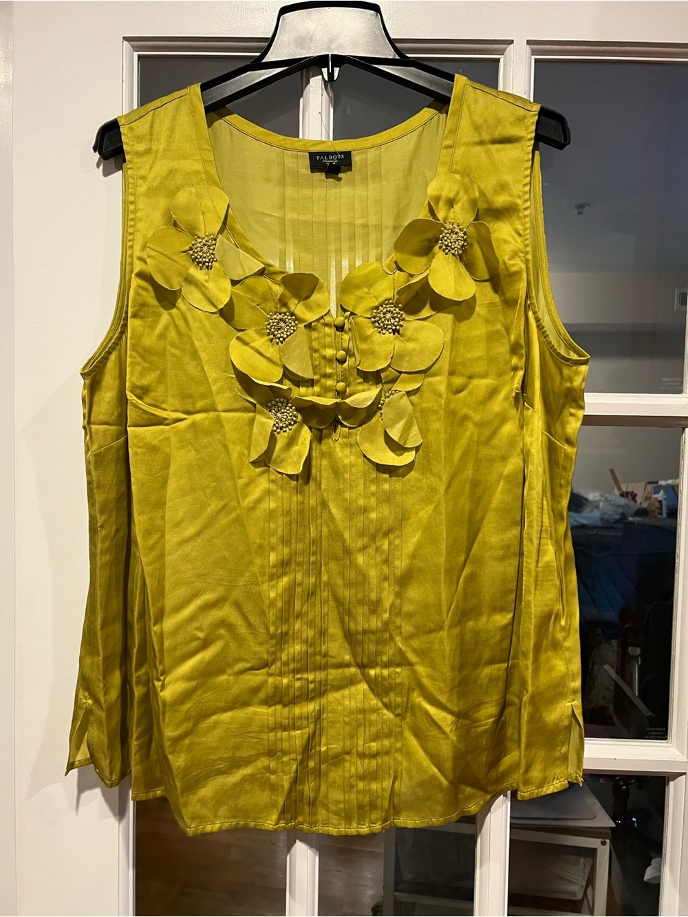 Talbots Lime-Green Floral Appliqué Sleeveless Camisole